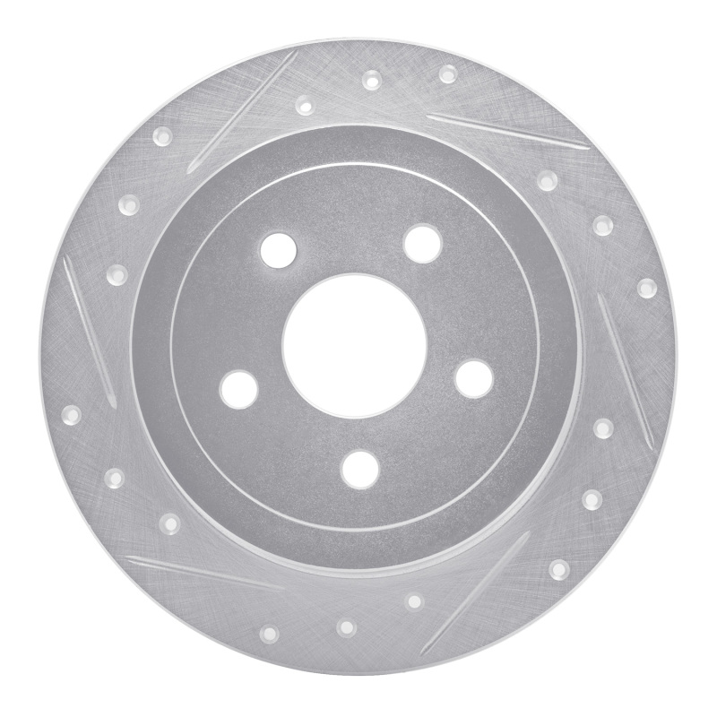 Chrysler Sebring Brake Rotor (1) - Rear Left - R1 Concepts - Drilled & Slotted - Silver - `95-`07
